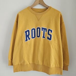 Vintage Roots Sweatshirt Mens Large Yellow Crewneck Sweater 90s